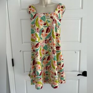 C&C California Womens Linen Blend Sleeveless Dress Size XL Tropical Floral Beach